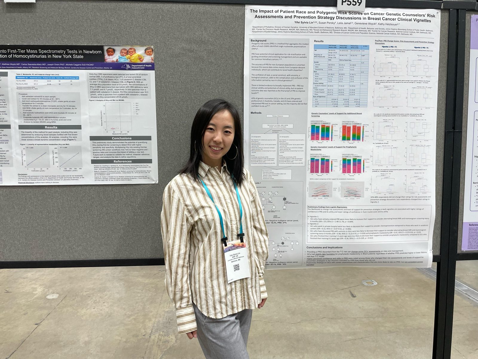 Sylvia beside her research poster at the ACMG Annual Meeting